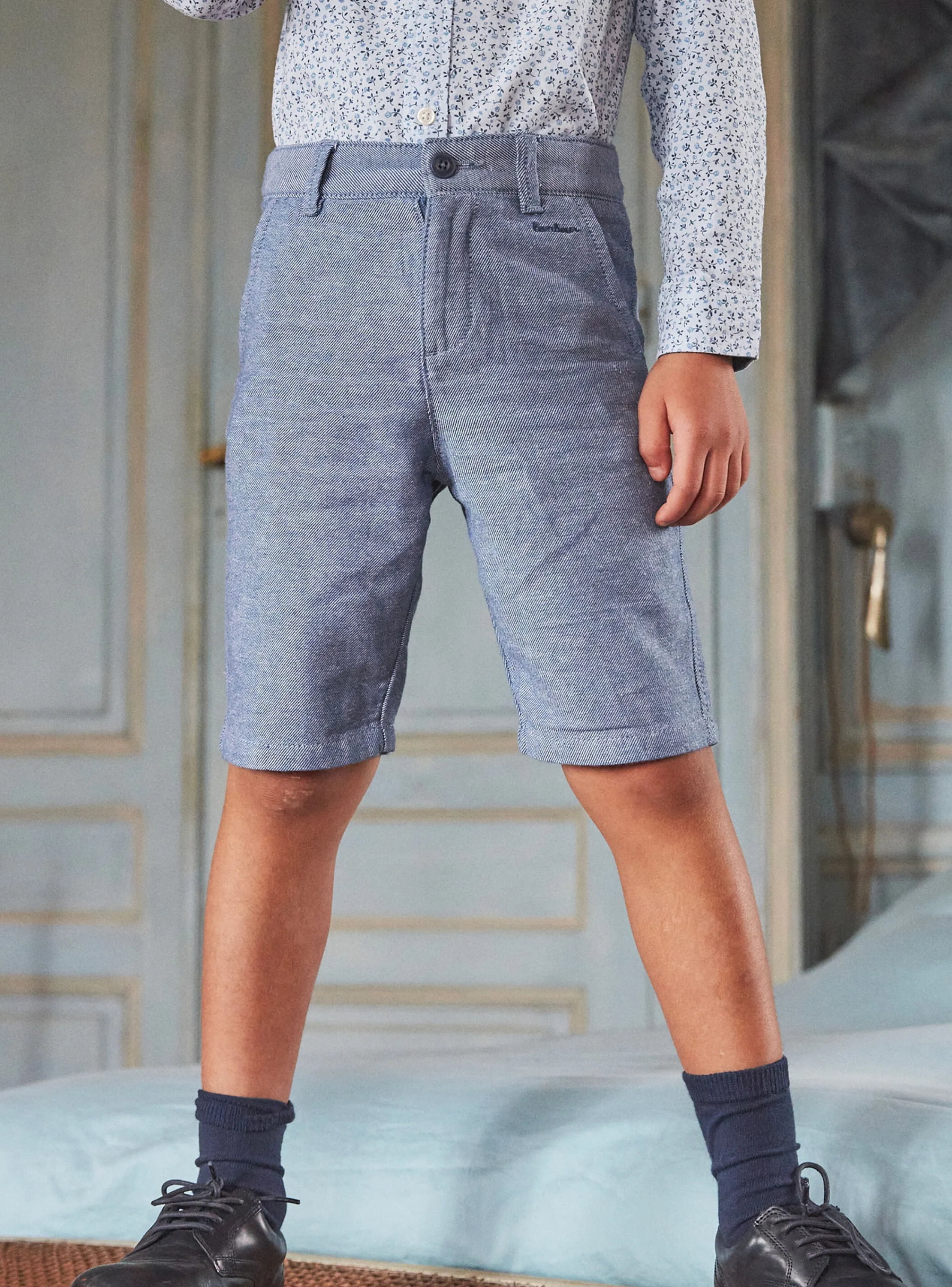 Sale Sergent Major Blue embroidered Bermuda shorts
