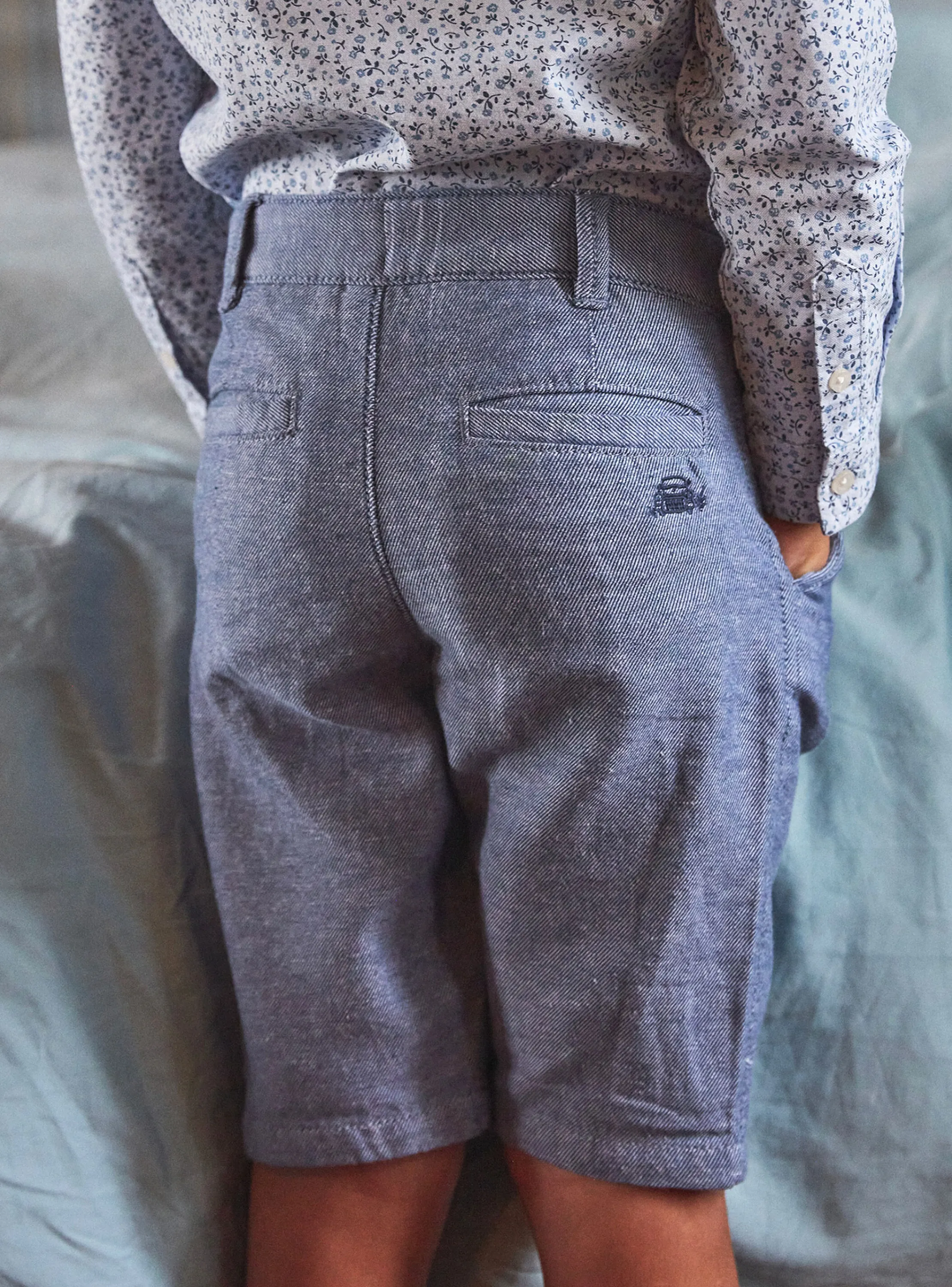 Sale Sergent Major Blue embroidered Bermuda shorts