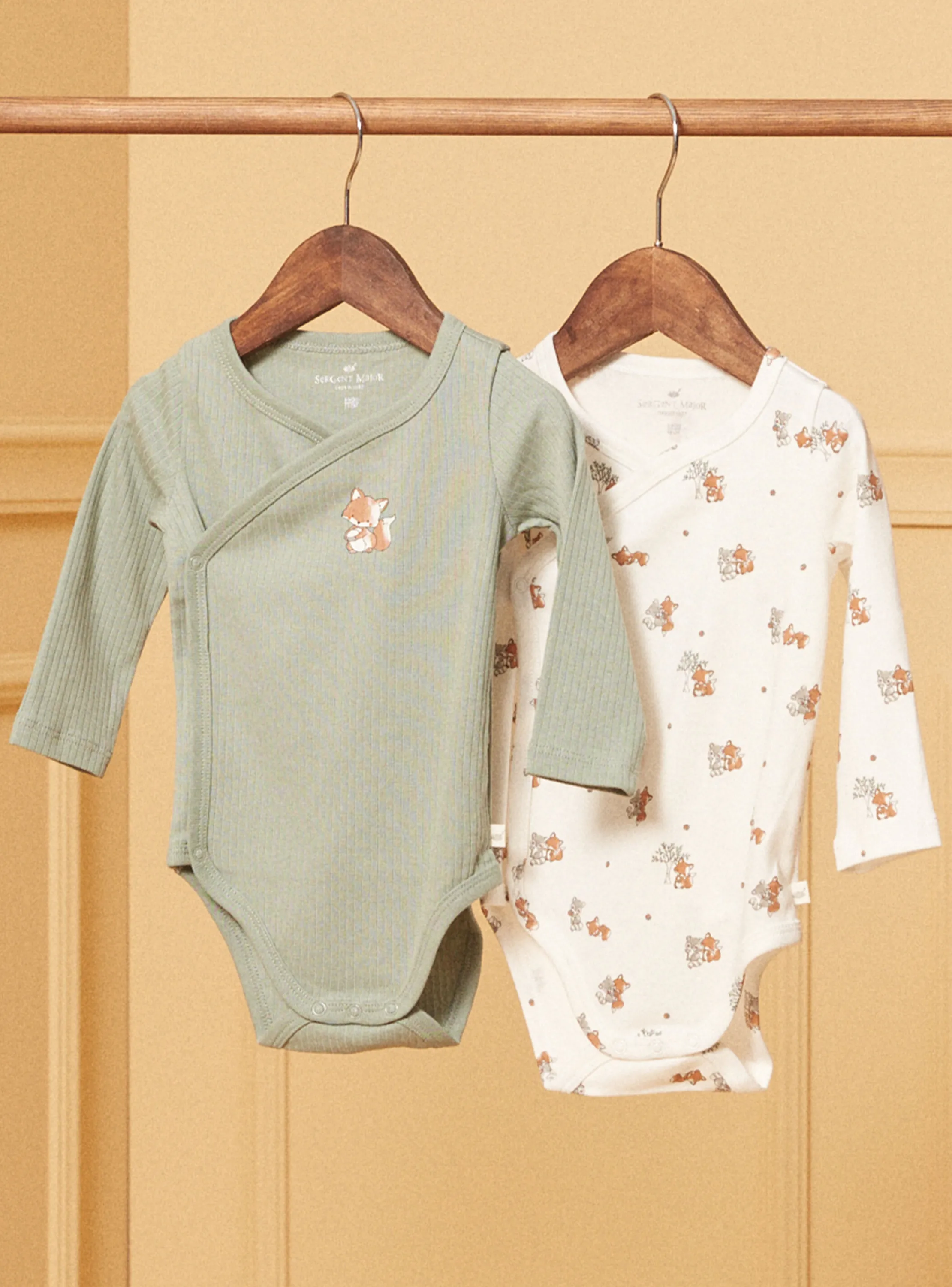 Best Sergent Major 2 bodysuits in ecru and khaki cotton