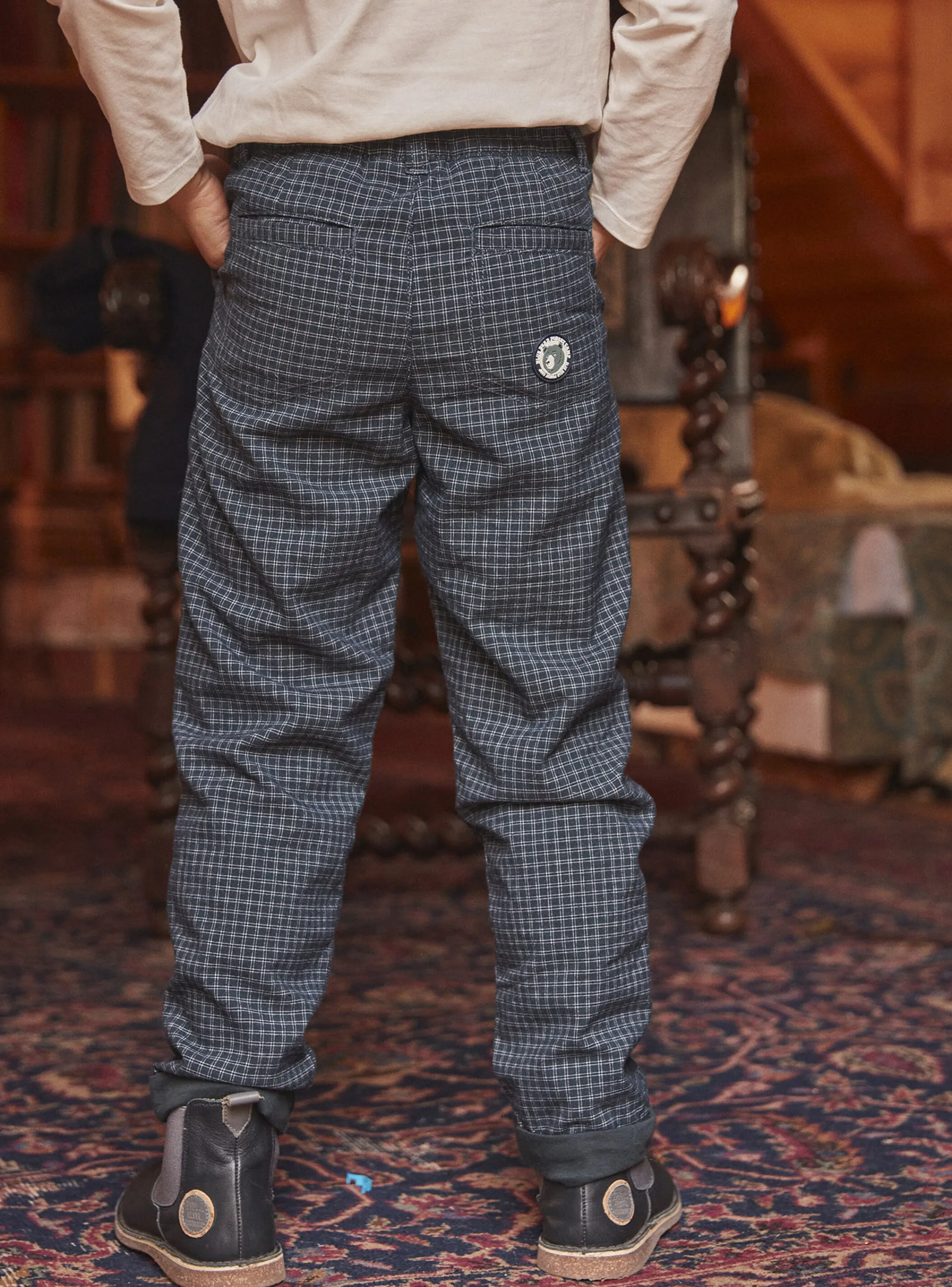 New Sergent Major Bottle-green plaid pants