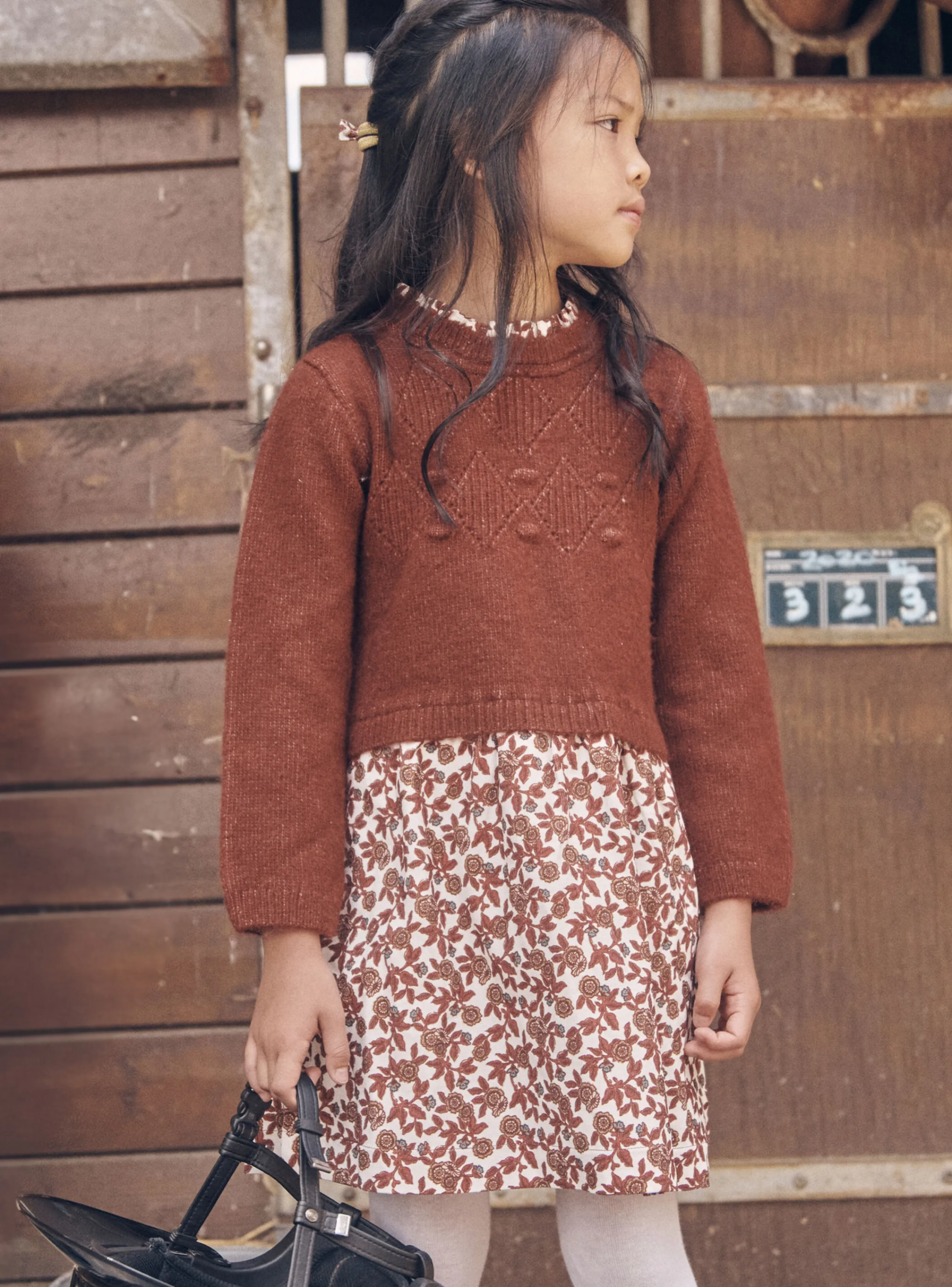 Hot Sergent Major Brown 2-in-1 effect dress