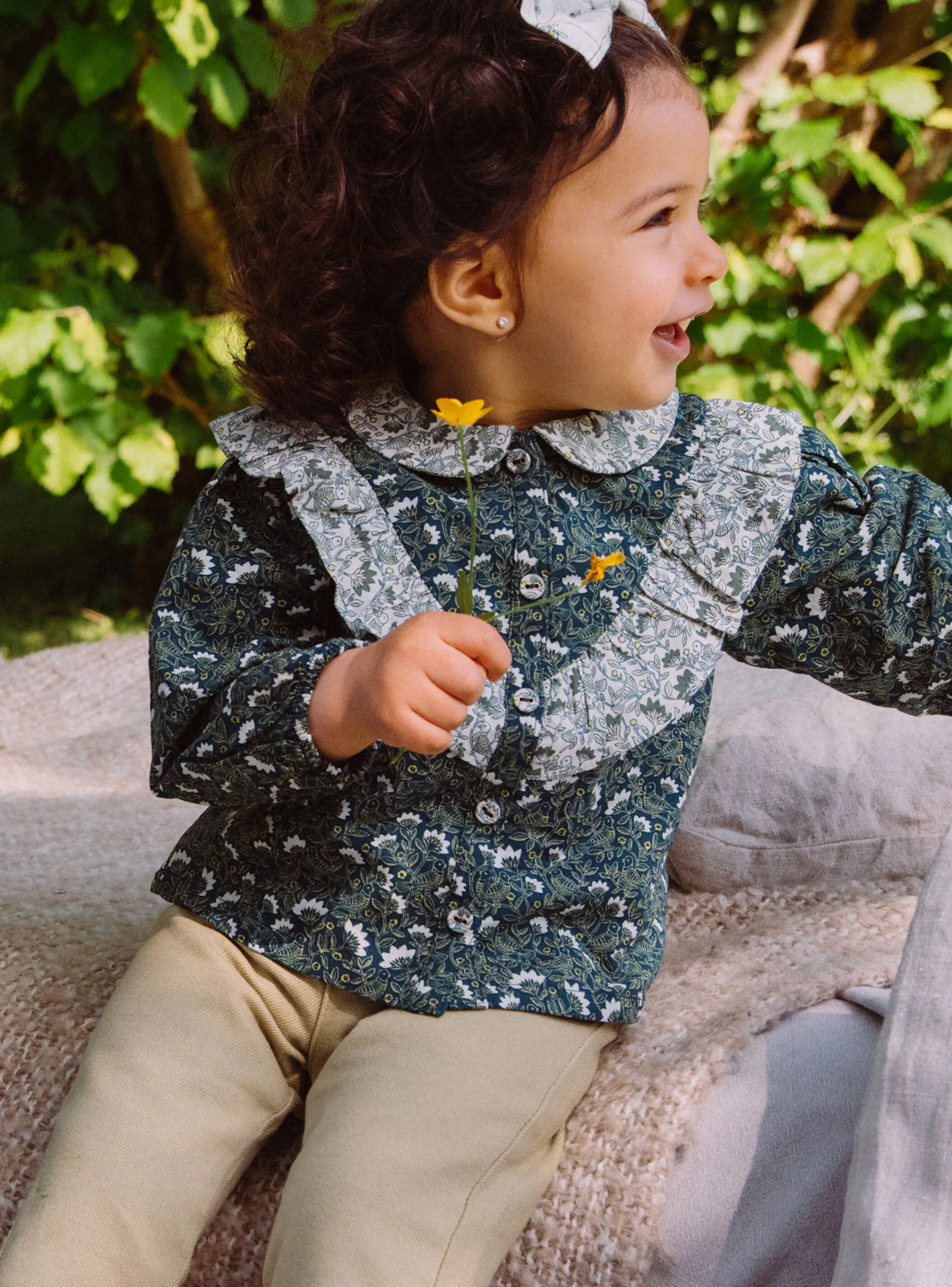 Outlet Sergent Major Emerald green blouse with floral print