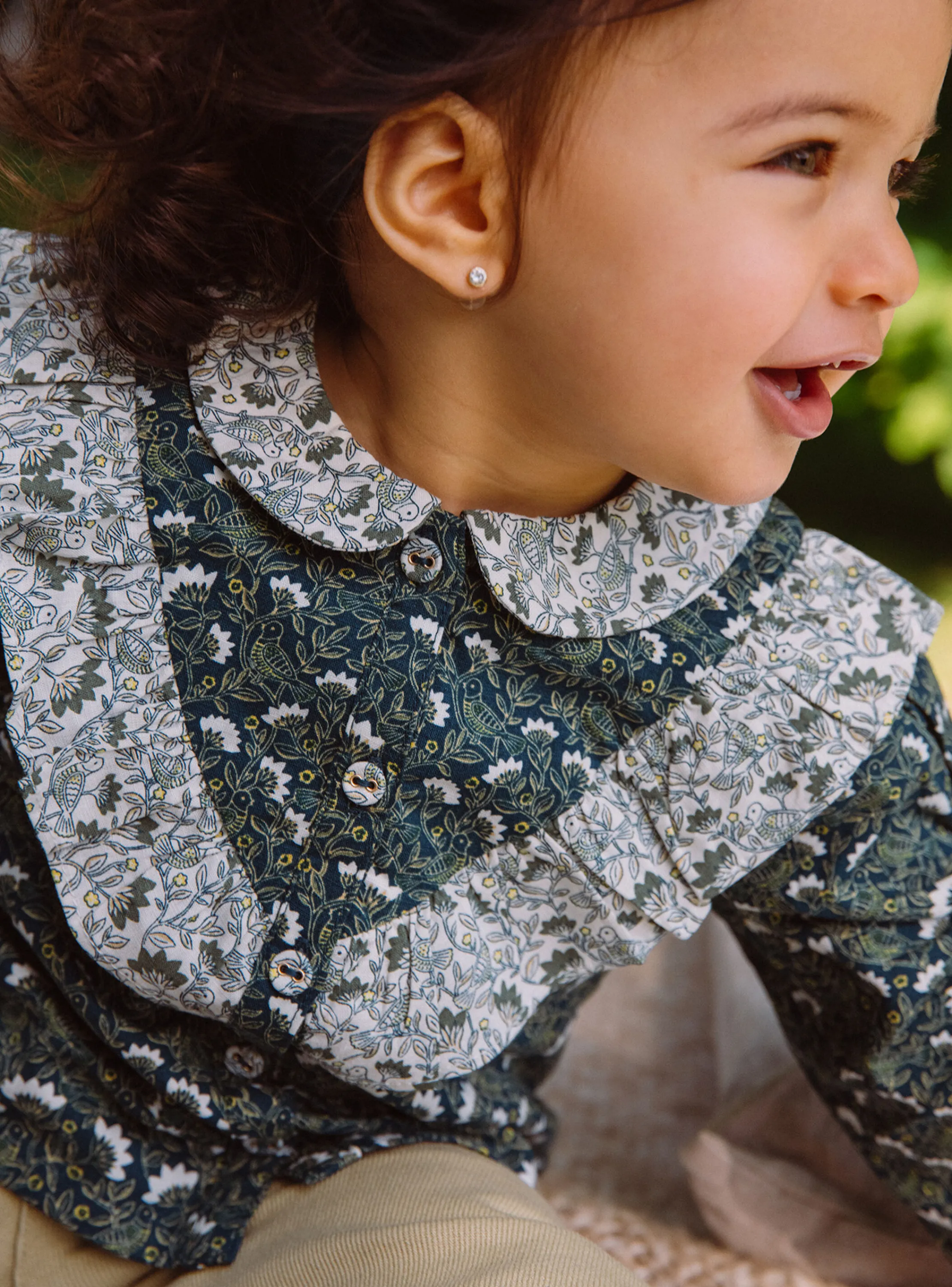 Outlet Sergent Major Emerald green blouse with floral print
