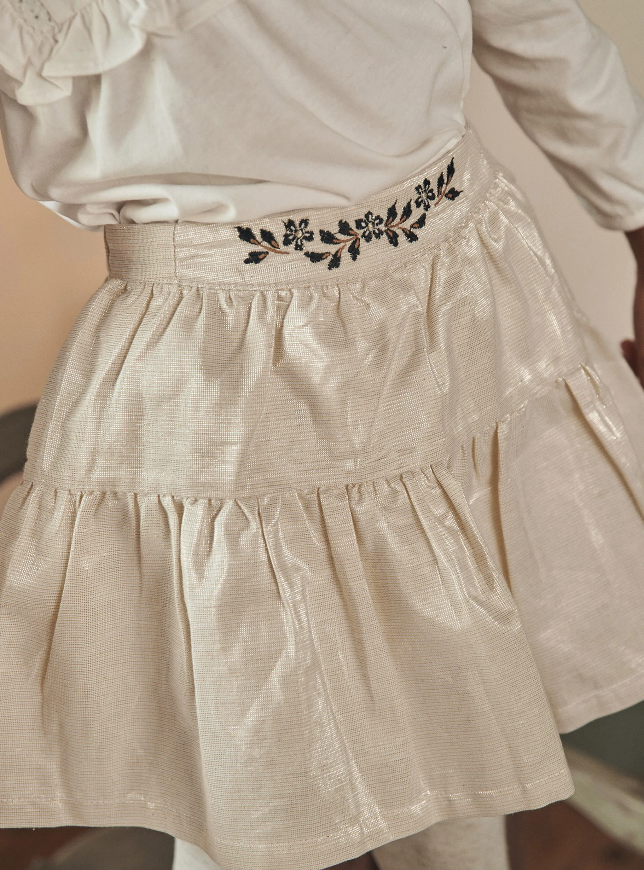 Hot Sergent Major Gold ruffled skirt