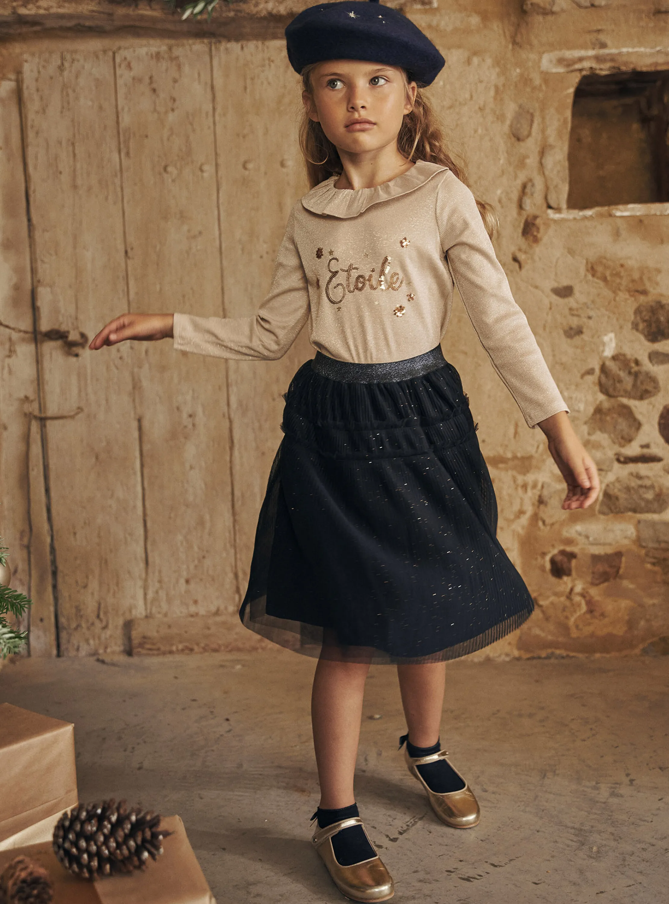 New Sergent Major Navy blue skirt in sequined tulle
