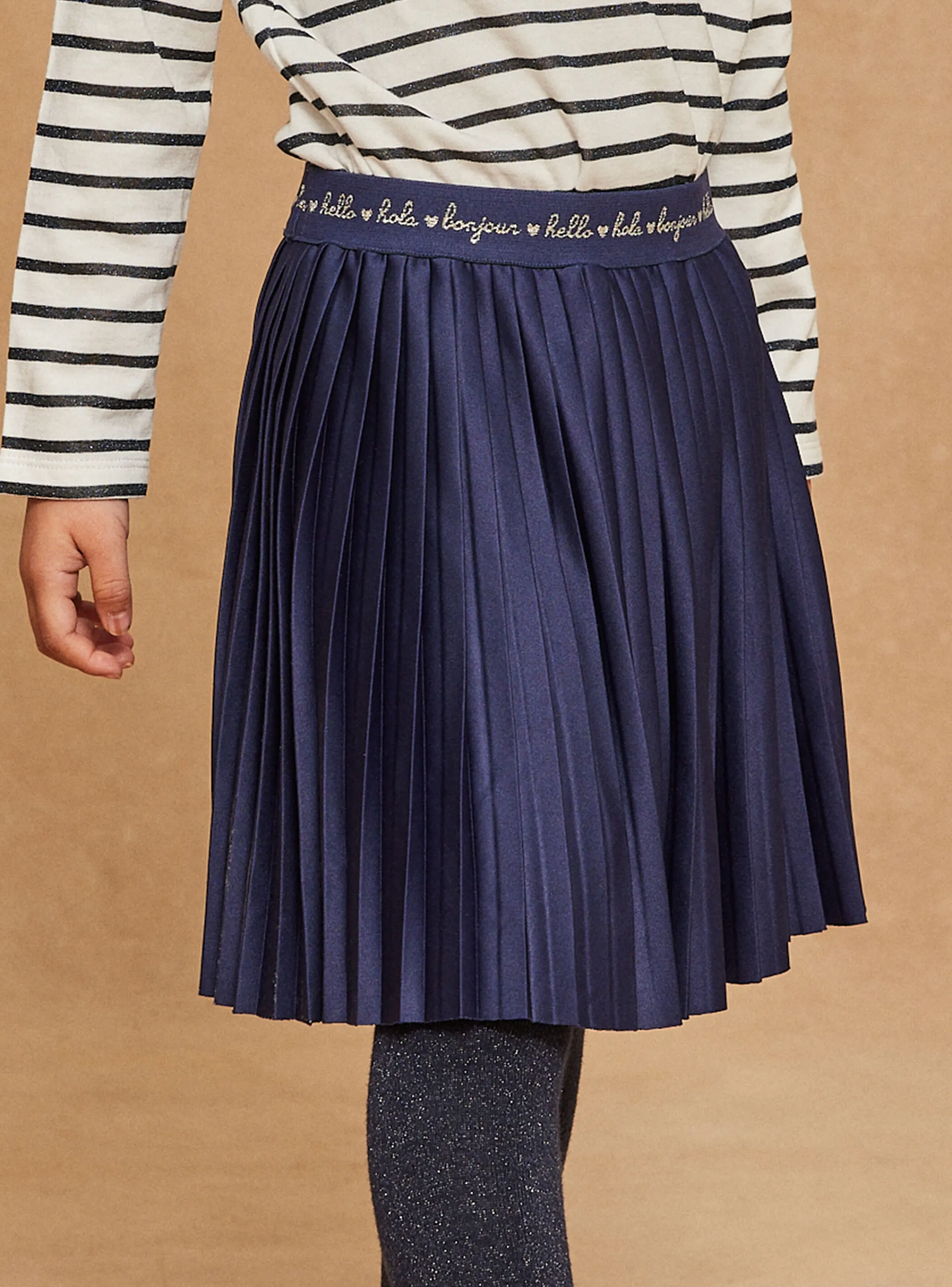 Best Sergent Major Pleated skirt in navy blue jersey
