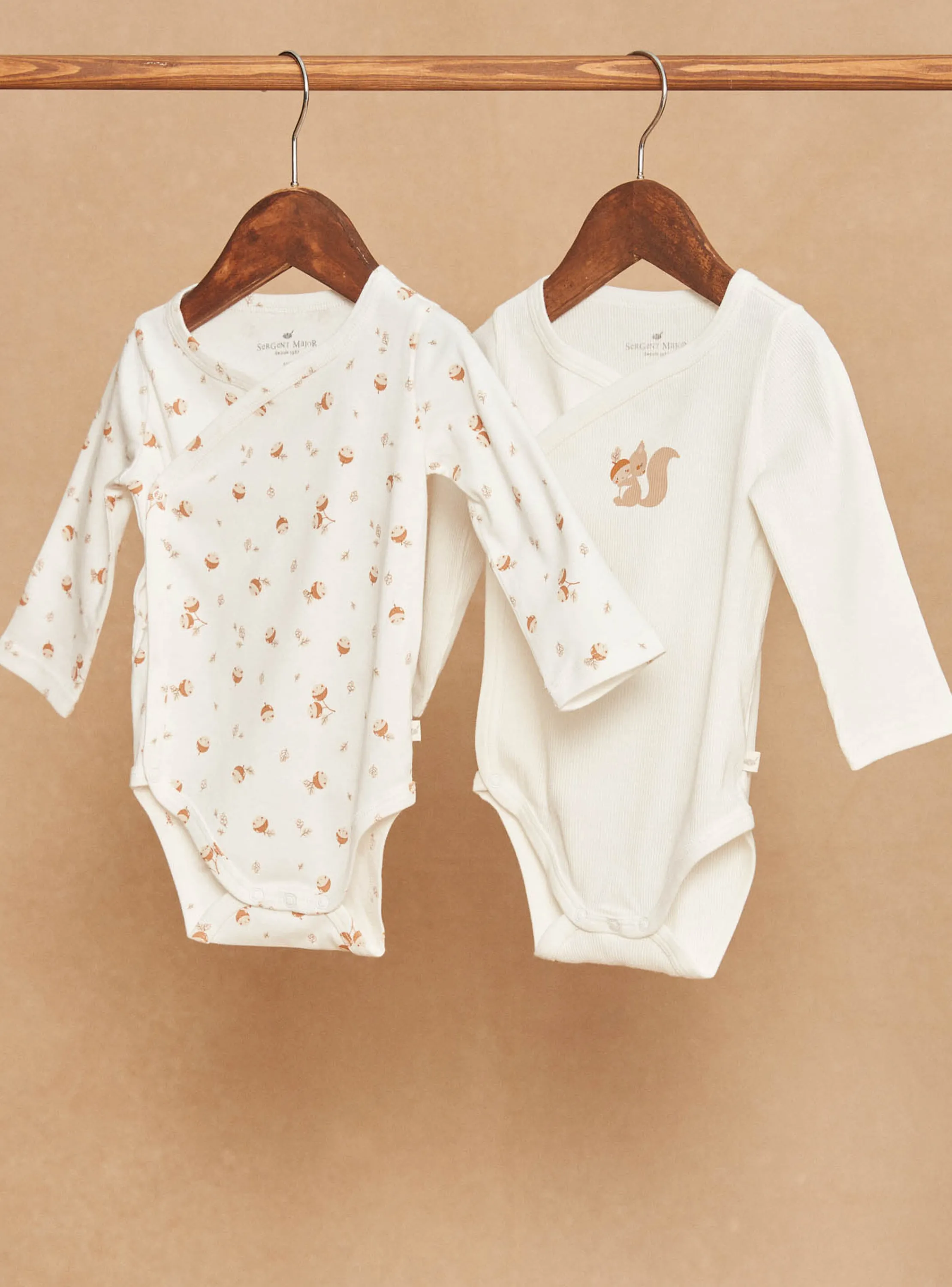 Hot Sergent Major Set of 2 ecru organic cotton ribbed bodysuits